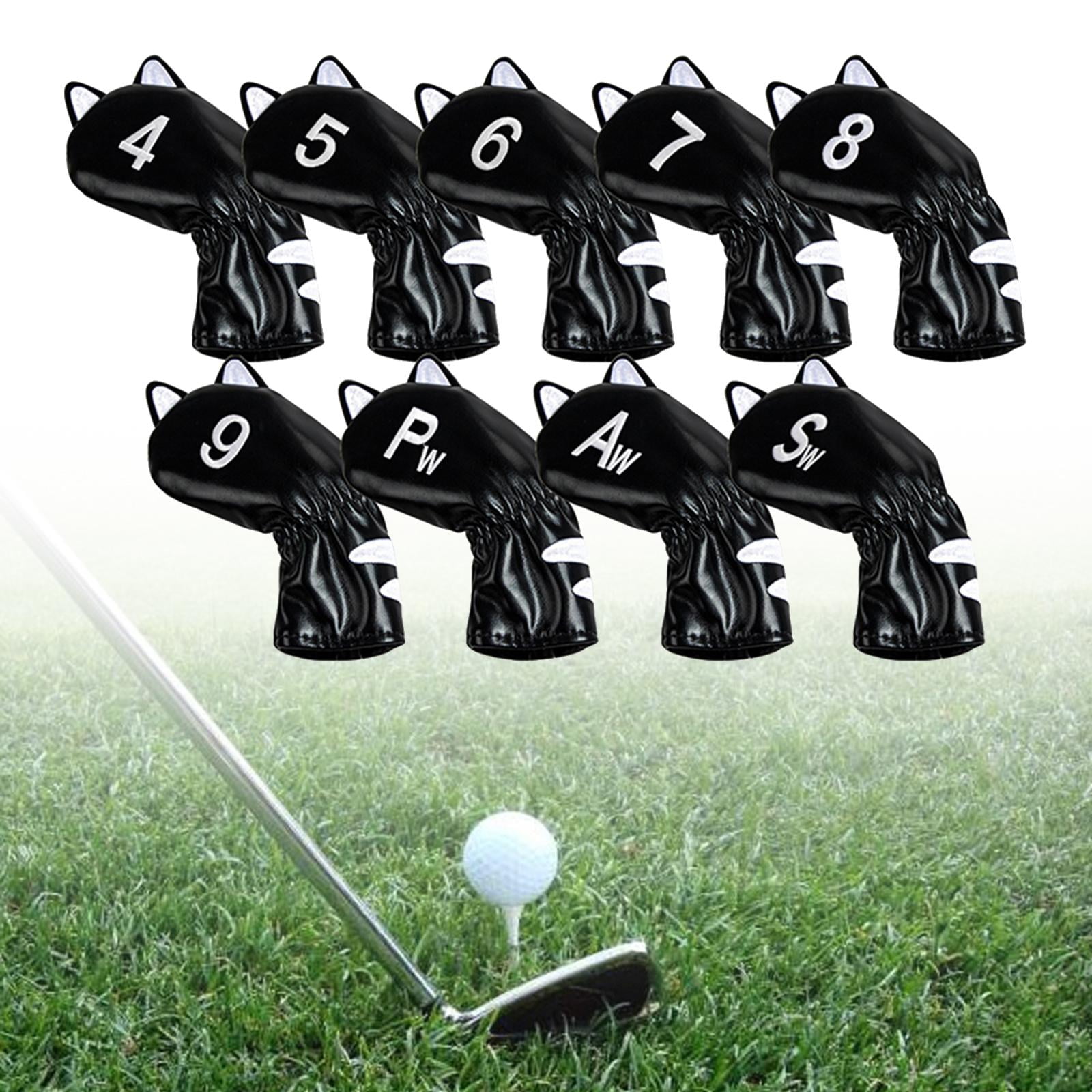 harayaa Golf Club Head Covers Mallet Putter Cat Pattern Accessories Putter Cue Headcover 9pcs Iron Black