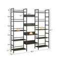 thumbnail image 3 of Triple Wide 5 Tiers Book Shelf with Baffles, Industrial Bookcase with Open Display Shelves, Retro Large Etagere Display Rack with Metal Frame for Living Room Bedroom Home Office, Dark Grey, 3 of 9