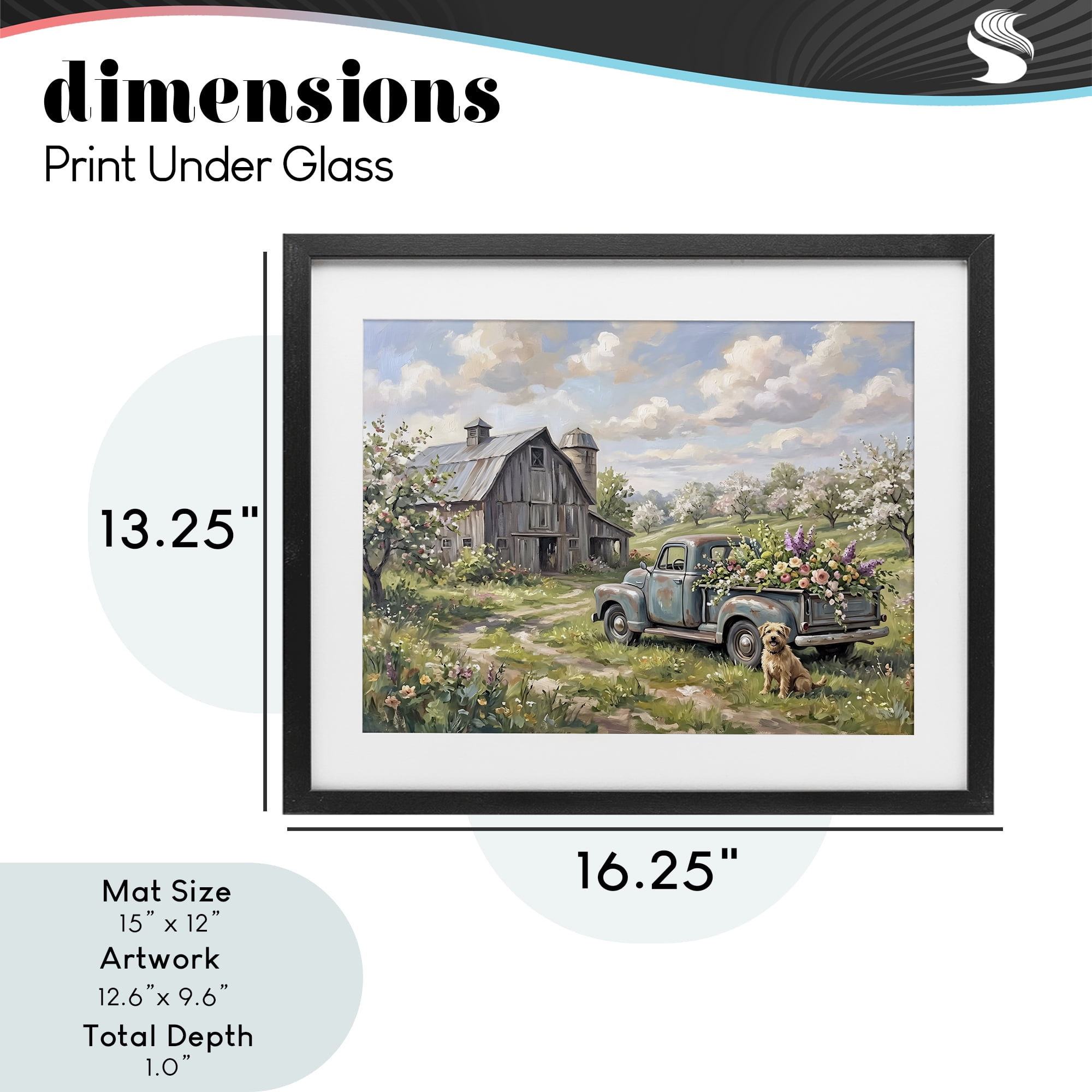 Stupell Industries Proud Dog by Truckload of Flowers Black Framed Print Under Glass, design by Tabz Jones