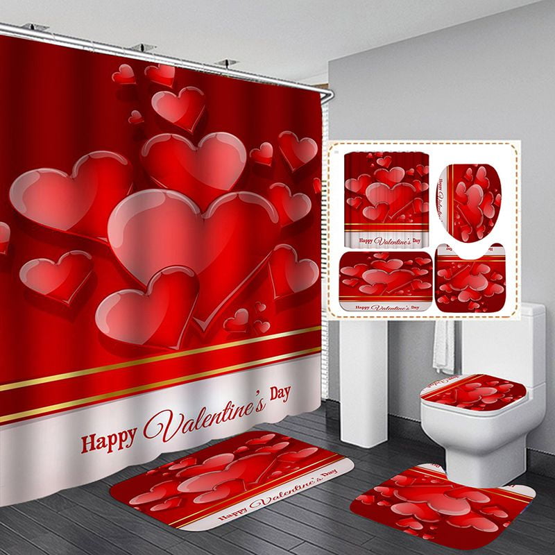 Details about   3D Printed Red Rose Shower Curtain Waterproof Polyester Fabric Toilet Cover Rug 