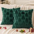 thumbnail image 1 of Fundas de almohada decorativas con diseño de árbol de Navidad verde de 18" x 18", 2 unidades, 1 of 8