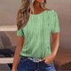 thumbnail image 3 of Tops de Manga Corta de Algodón para las Mujeres, Estampado Cuello Redondo Suéter Blusa de Moda para el Hogar Y el Uso Diario, 3 of 4