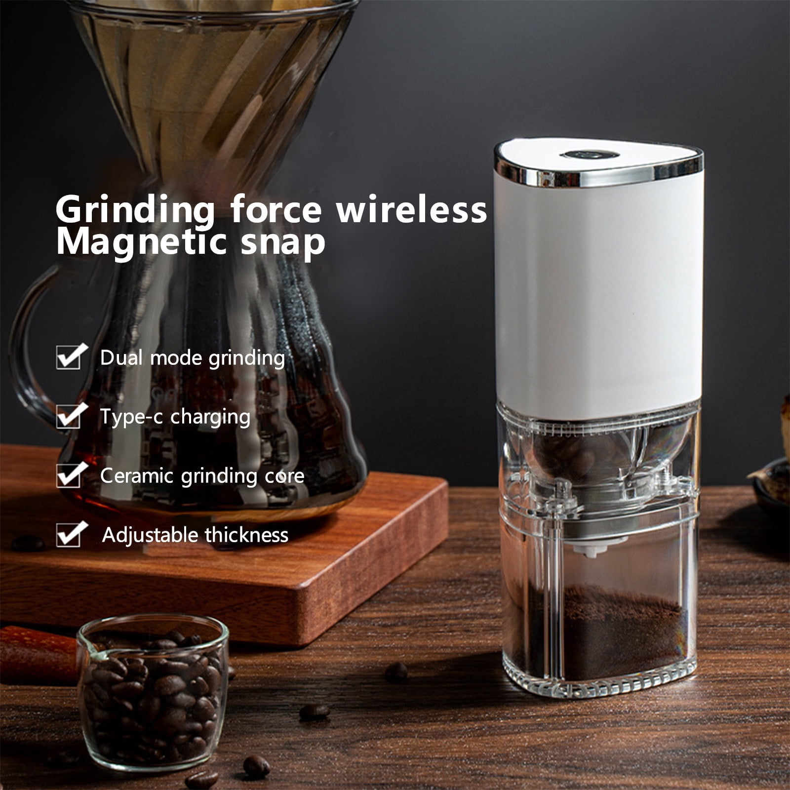 Wovilon Portable Coffee Grinder Electric, Adjust-Able Burr Mill Coffee Grinder with Multi Grind Settings for Coffee Beans, Conical Burr Coffee Grinder
