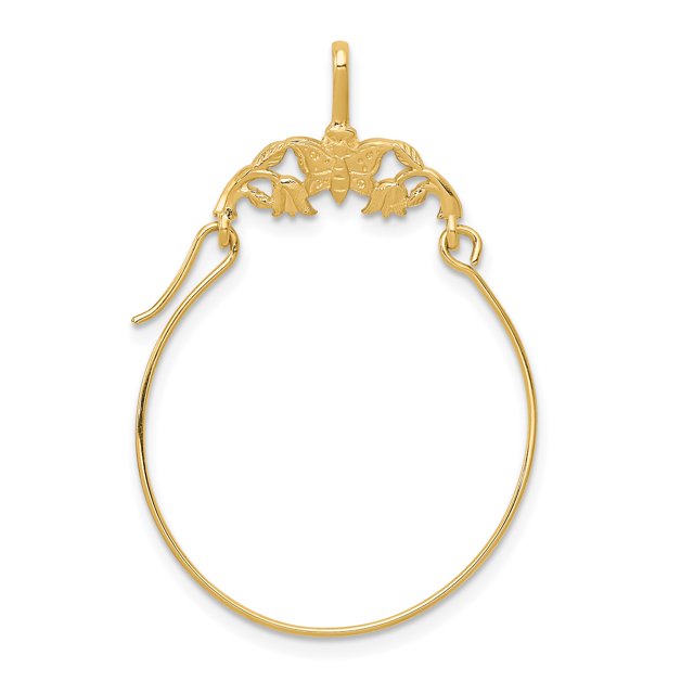 Collier Pendentif Porte-Papillons en Or Jaune 14k Insecte Arachnide Papillon