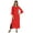 Light Red, variant on Moomaya Solid Rayon Kurta For Women bell Sleeve Drawstring Neck Long Ethnic Kurti