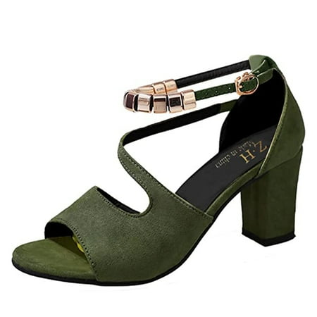 

Women Comfy Wedges Sandals Square Block Heel Thin Strips Strappy