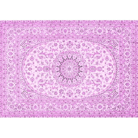 Ahgly Company Indoor Rectangle Medallion Pink Traditional Area Rugs, 8' x 12'
