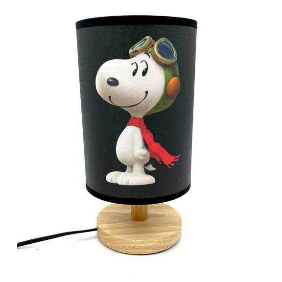 Cartoon Dog Snoopy Bedside Night Light Table Lamp Wood Base Room Decoration or Great Gift Ideas