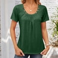 thumbnail image 2 of Besolor Summer Tunic Tops for Women Round Neck Button Short Sleeve Shirts Casual Solid Color Going out Blouse Tees Ladies Clothes, 2 of 3