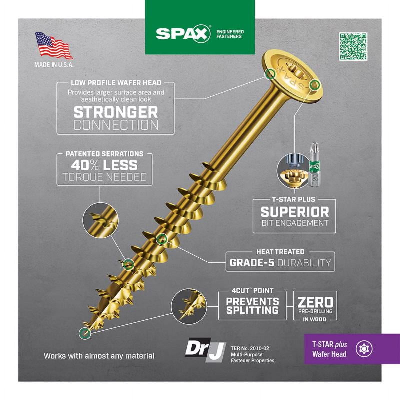 Spax 5040839 10 x 2.5 in. Multi-Material No. T-20 Plus Wafer Head Construction Screws, Yellow- 1 lbs - Pack of 75