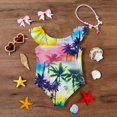thumbnail image 5 of Grblisyd Girls One Piece Swimsuit Flutter Sleeve Hawaiian Quick Dry Crew Neck Swimwear Beach Sport Bathing Suit for Kids 4t, 5 of 6