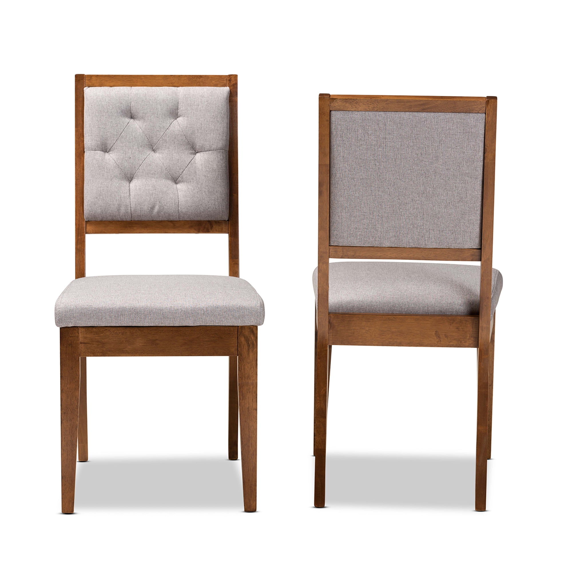 Baxton Studio Gideon Dining Chair, Set of 2, Grey and Walnut Brown