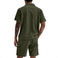 thumbnail image 4 of Stamzod Men Short Sets Outfits Summer Solid Color Turndown Shirts & Cargo Shorts Set with Pocket Plus Size Two Piece Daily Casual Sweatsuits for Men Army Green XL, 4 of 8