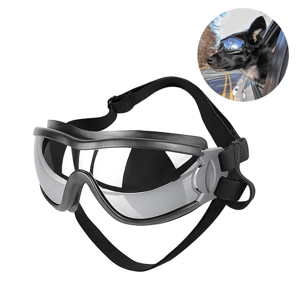 Gafas de protección ocular para perros, gafas de sol para perros con protección UV, gafas resistentes al viento para cachorros con ajuste regulable.