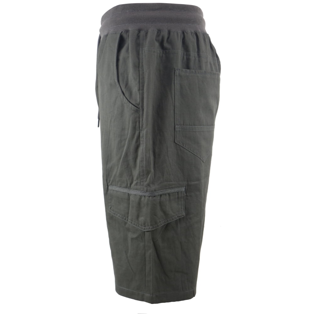 Lee Hanton - Men's Soft 100% Cotton Twill Cargo Shorts Elastic Waist - Walmart.com - Walmart.com