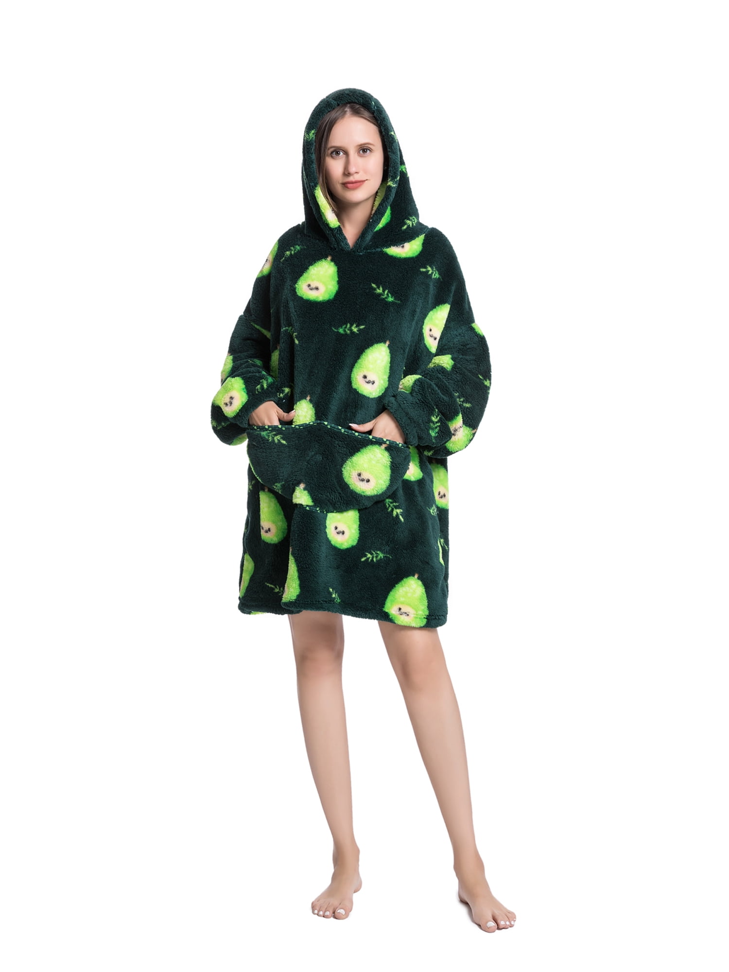 Oversized Hoodie Blanket Wearable Blanket Sweatshirt Plush Warm Cozy Fleece Top for Women Men Kids