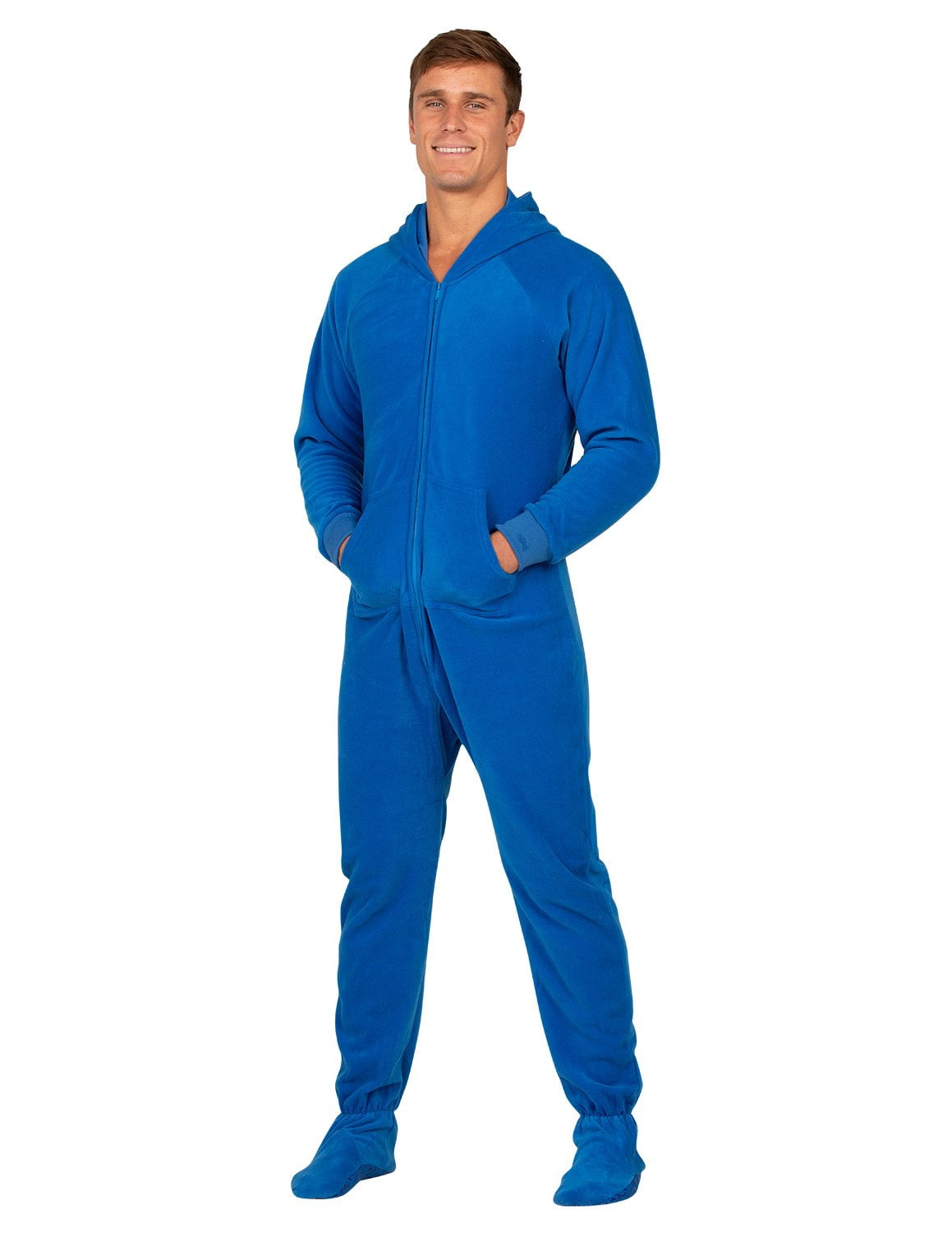 Walmart Footie Sleepers: Hooded PJs Onesie, Brilliant Blue Adult Fleece One  Piece - XLarge (Fits 6'4 - 6'7") - Walmart.com