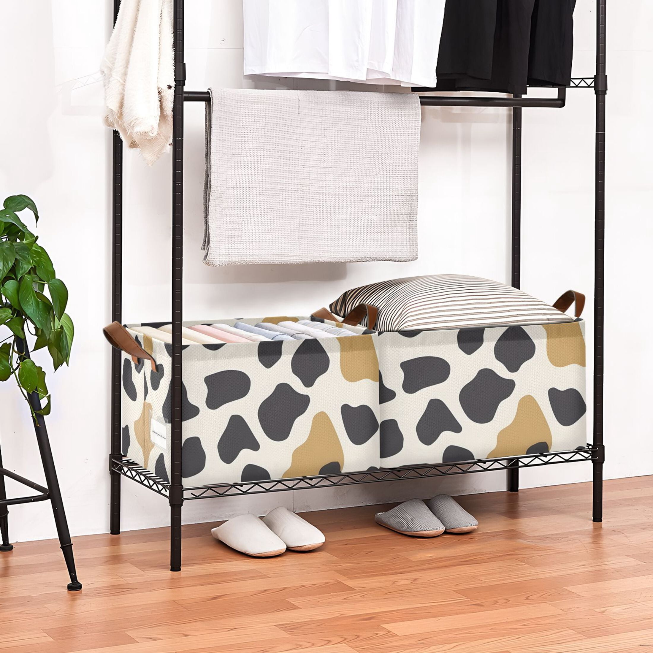 Ryvnso Graffiti Black Storage Bins Large Basket Foldable Cube Toys Organizer with Handles 2 PCs
