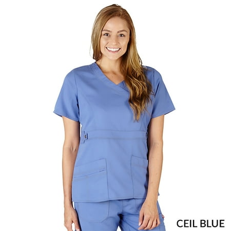 M M Scrubs Women Mock Wrap Super Soft Scrub Top