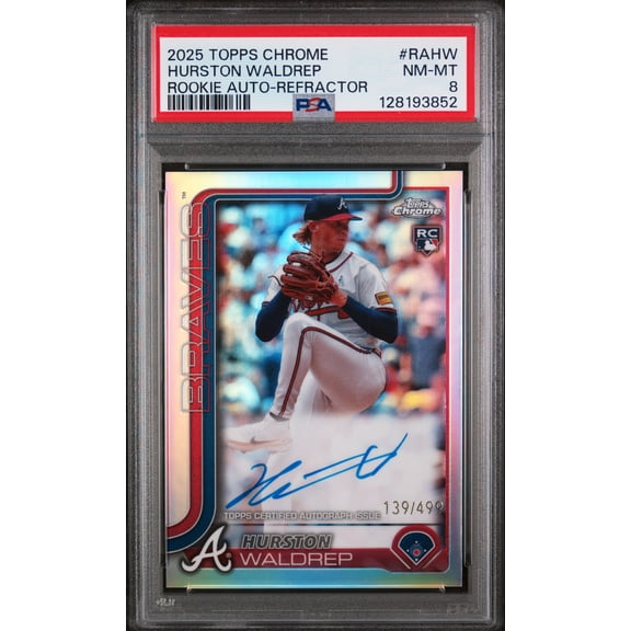 2025 Topps Chrome Rookie Autograph Refractor Hurston Waldrep #RAHW /499 PSA 8