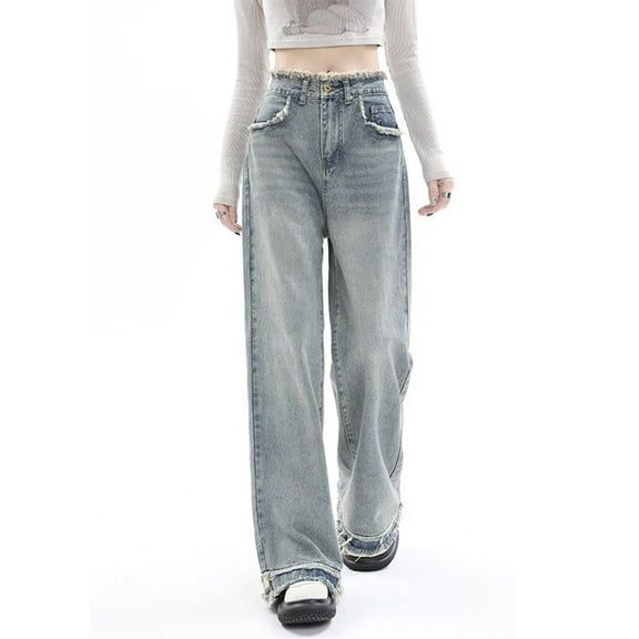 Seductiva Women's Jeans Baggy Jeans for Women High Waist Jeans Vintage Loose Wide Leg Denim Pants Teen Girls Hiphop Streetwear Straight Leg Stretchy Jeans