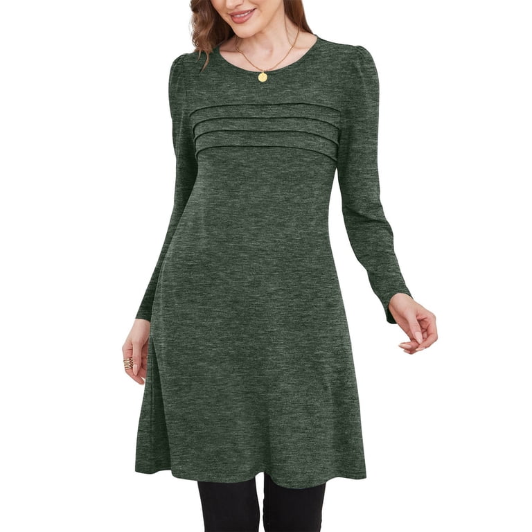 navy blue dress for baby girl Winter Dresses for Women,Women's Fall Cute Casual Comfortable Trendy  Long-sleeve Pocket Pullover Hoodie Dress Sweatshirt Solid Color DressGray  S-3XL main image 1