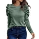 thumbnail image 1 of Blusa informal de manga larga con cuello redondo y botones para mujer, poliéster, para primavera/otoño, tallas S-XXL, 1 of 3