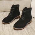 thumbnail image 5 of Willtoo Womens Ankle Boots Round Toe Lace‑Up Combat Booties with Side Zipper Low Block Heel Casual Short Boots for Daily Wear, 5 of 5