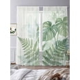 thumbnail image 3 of Palm Leaves Sheer Curtains 2 Panels Set Watercolor Light Tropical Plants Ferns Beige Sheer Window Curtains Light Filtering Rod Pocket Voile Drapes for Bedroom Living Room 52"X108", 3 of 8