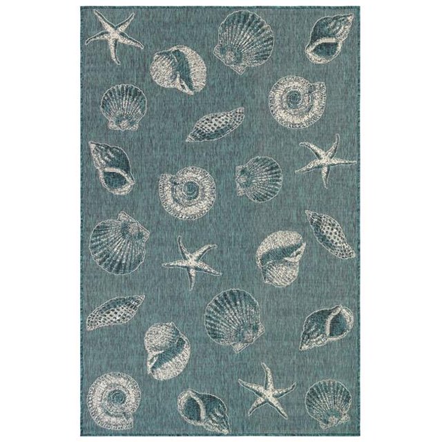 Transocean CRER8841494 Tapis Intérieur & Extérieur Liora Manne Carmel Shells, Turquoise - 23 Po x 7 Pi 6 Po