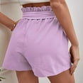thumbnail image 5 of Ierhent Womens Casual Shorts Rompers Womens Juniors Vintage Summer High Waisted Folded Hem Shorts(Purple,M), 5 of 7