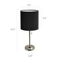 thumbnail image 3 of LimeLights Brushed Steel Stick Lamp with Charging Outlet and Fabric Shade 2 Pack Set, 3 of 7