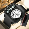 thumbnail image 3 of Findtime Big Face Watch for Men Square Large Face Cool Mens Watches with Three Time Zone Countdown Alarm LED Stopwatch Unique Cool Wristwatch, 3 of 8