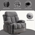 thumbnail image 5 of SYNGAR Oversized Recliner Chair, 360° Swivel Rocker Reclining Chair with Massage and Heat Function, USB, Cup Holders and Side Pockets, Living Room Single Sofa Seat Nursery Lounge Chair, Light Brown, 5 of 8