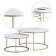 thumbnail image 5 of Round Nesting Coffee Table Set with 31.5 in White Faux Marble Top and Golden Legs Modern Style for living room, 5 of 8