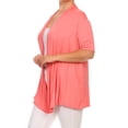 thumbnail image 3 of Women's Plus Size Short Sleeves Draped Open Front Solid Cardigan, 3 of 6