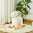 thumbnail image 6 of Childrens Bike, Qaba Rocking Horse, 2 in 1 Kids Ride on Horse, Rolling Unicorn Animal Rocker with Sound, Wooden Base, Pedal, Grip Handle, Plush Riding Pony for 3-6 Years Old, White, White Kids Bike, 6 of 8