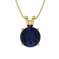 thumbnail image 2 of 2 ct Brilliant Round Cut Solitaire Blue Sapphire 14k Yellow Solid Gold Everyday Affordable Designer Necklace Pendant with 18" Chain, 2 of 6