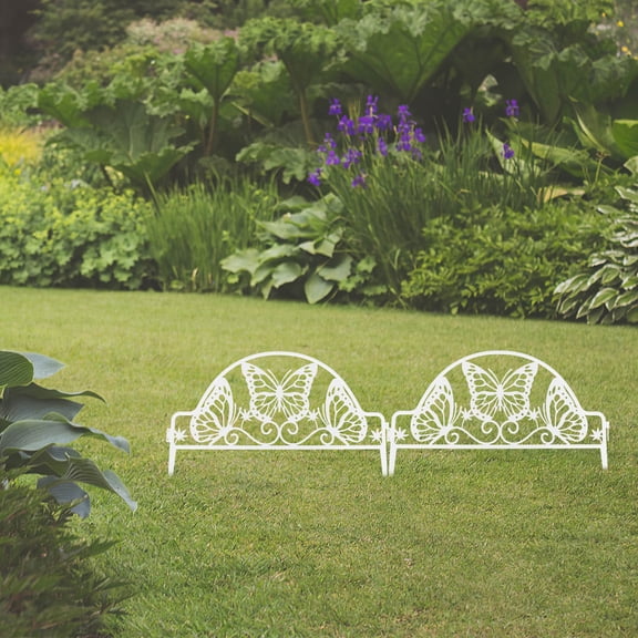 OFFIGAM 4Pcs Plastic Garden Fence with Country Style White Picket Design for Yard Landscaping