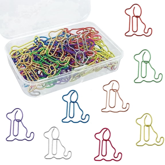 50 Pcs Cute Puppy Shaped Metal Paper Clips - 8 Colors Creative Dog Lover Novelty Bookmarks - Decorative Wire Clips for Office, Classroom, Planners & Stationery - Fun Gift Box for Teachers