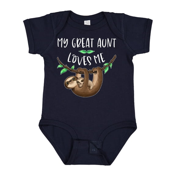 Inktastic My Great Aunt Loves Me Cute Sloth and Baby Boys or Girls Baby Bodysuit
