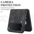 thumbnail image 5 of Dteck for Samsung Galaxy Z Flip 4 6.7" 2022 Lightweight & Ultra-Thin Folding Case, PU Leather Anti-Drop Shockproof Protective Case for Samsung Z Flip 4 5G Ladies Girls Women Men, Black, 5 of 7