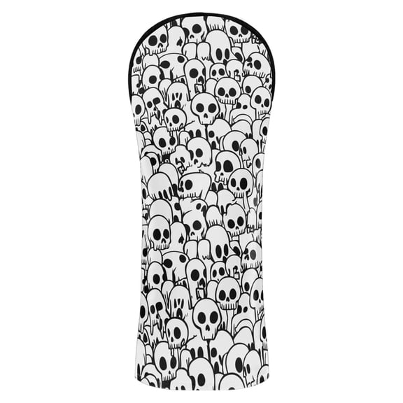 Haosy Skulls Line Golf Club Covers Driver Hybrid Wood Headcovers PU Leather Double-Layer Lining Replaceable Tags for Men Women