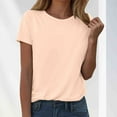 thumbnail image 2 of GEWSEY Womens Summer Cap Sleeve T-Shirts Casual Loose Fit Tunic Tops Crew Neck Tee Shirts (Beige, L), 2 of 5