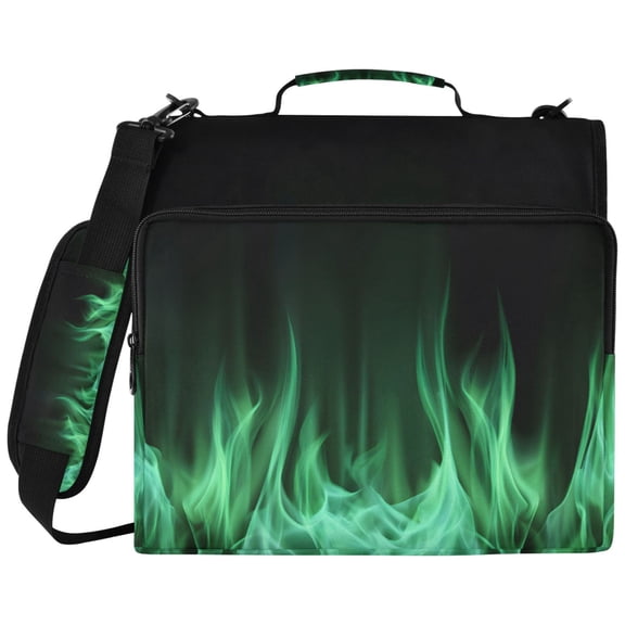 ALAZA Zipper Binder Green Flames Pattern 2 inch 3 Ring 500 Sheet Capacity Trapper Keeper File Folder Organizer Bag