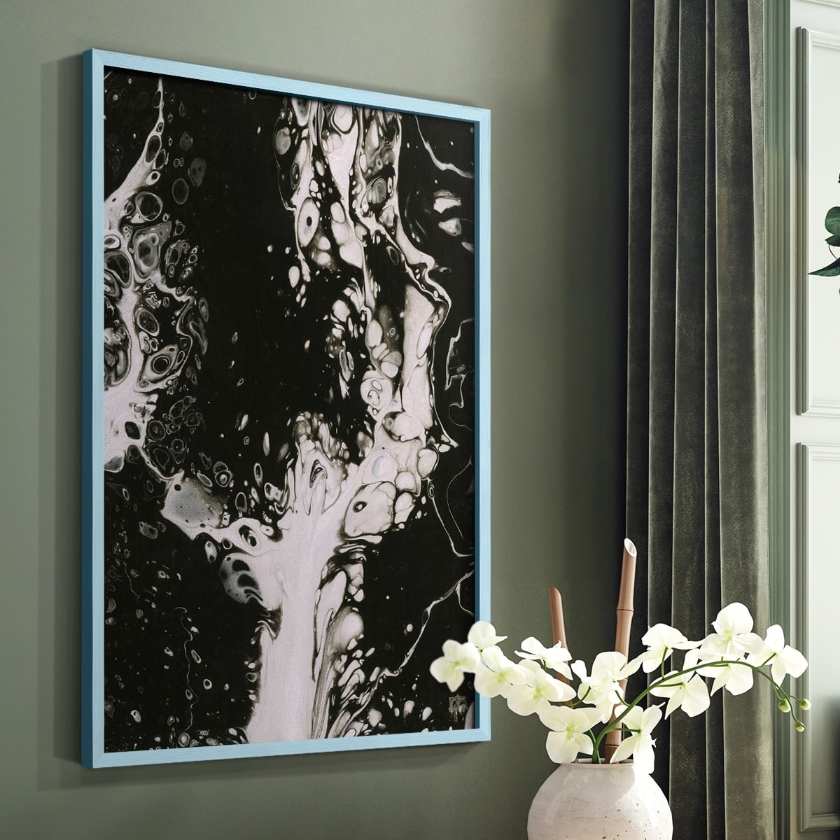 C37 Framed Print in Blue Solid Wood Framed Print No Nail Hanging