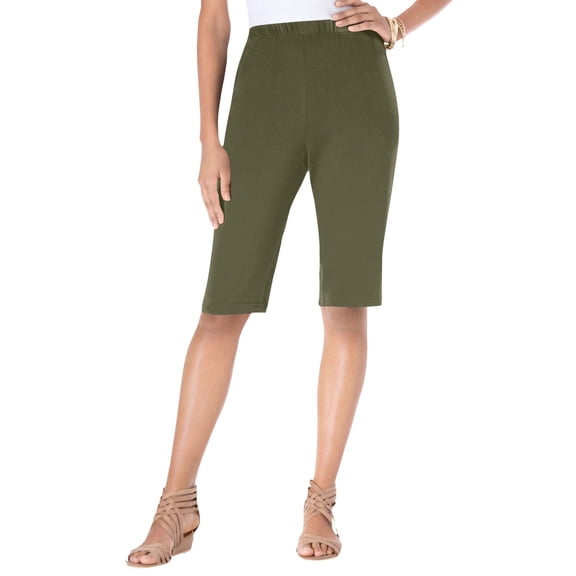 Roaman's Women's Plus Size Soft Knit Pull-On Bermuda Short