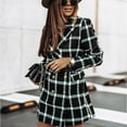 thumbnail image 3 of Hontri Plus Size Coat, Ladies Long Sleeve Suit Collar Double Breasted Woolen Jacket Black L, 3 of 9