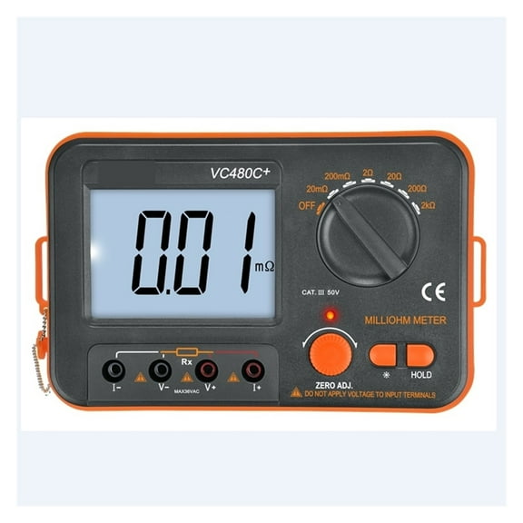 Digital Milliohm Meter 3 1/2 LCD Display 4 Wire Test Low Resistance Tester 6 Ranges Accuracy Ohm Multimeter Backlit