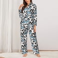 thumbnail image 2 of Xecao Football Soccer Ball Print Women Pajamas Set Soft Sleepwear Pjs long Sleeve Button Down Nightwear with Long Pants, 2 of 6